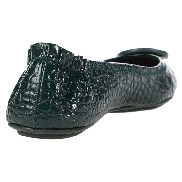 Tory Burch NIB Minnie Croc Embossed Green Verde Ballet Flats 9 LAST ONE - Picture 9 of 12